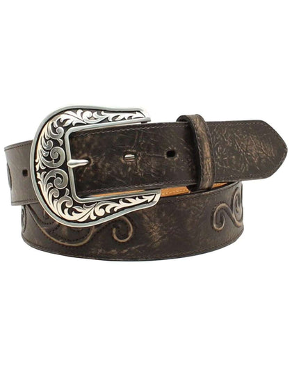 NOCONA WOMENS DARK BROWN ROUND CONCHO BUCKLES BELT N3499701