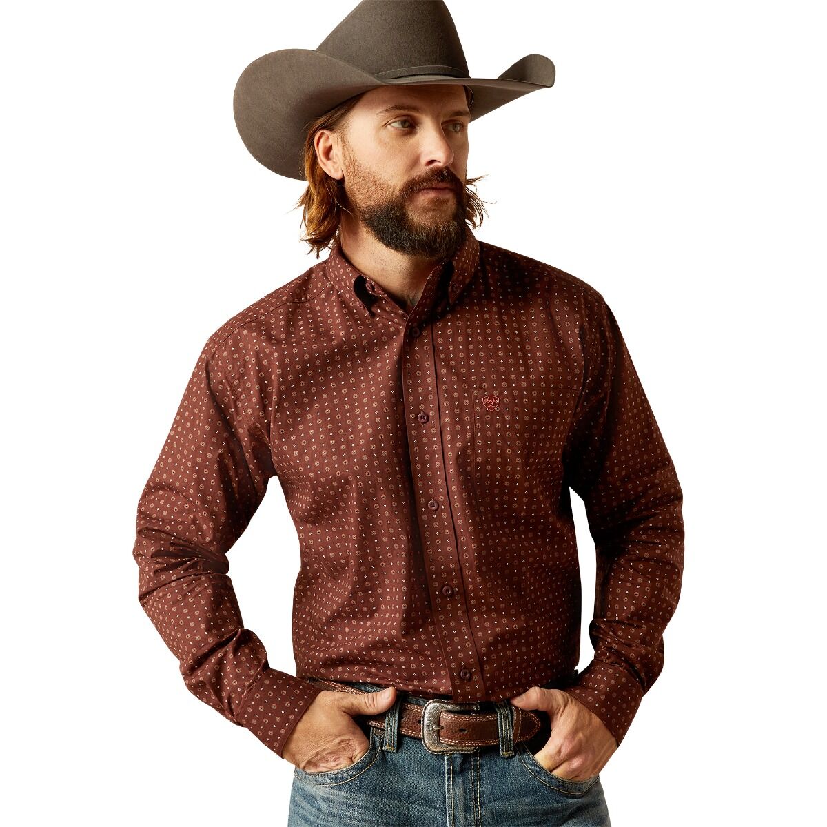 Ariat Seabrook Long Sleeve Shirt Brown Classic Fit- 2369