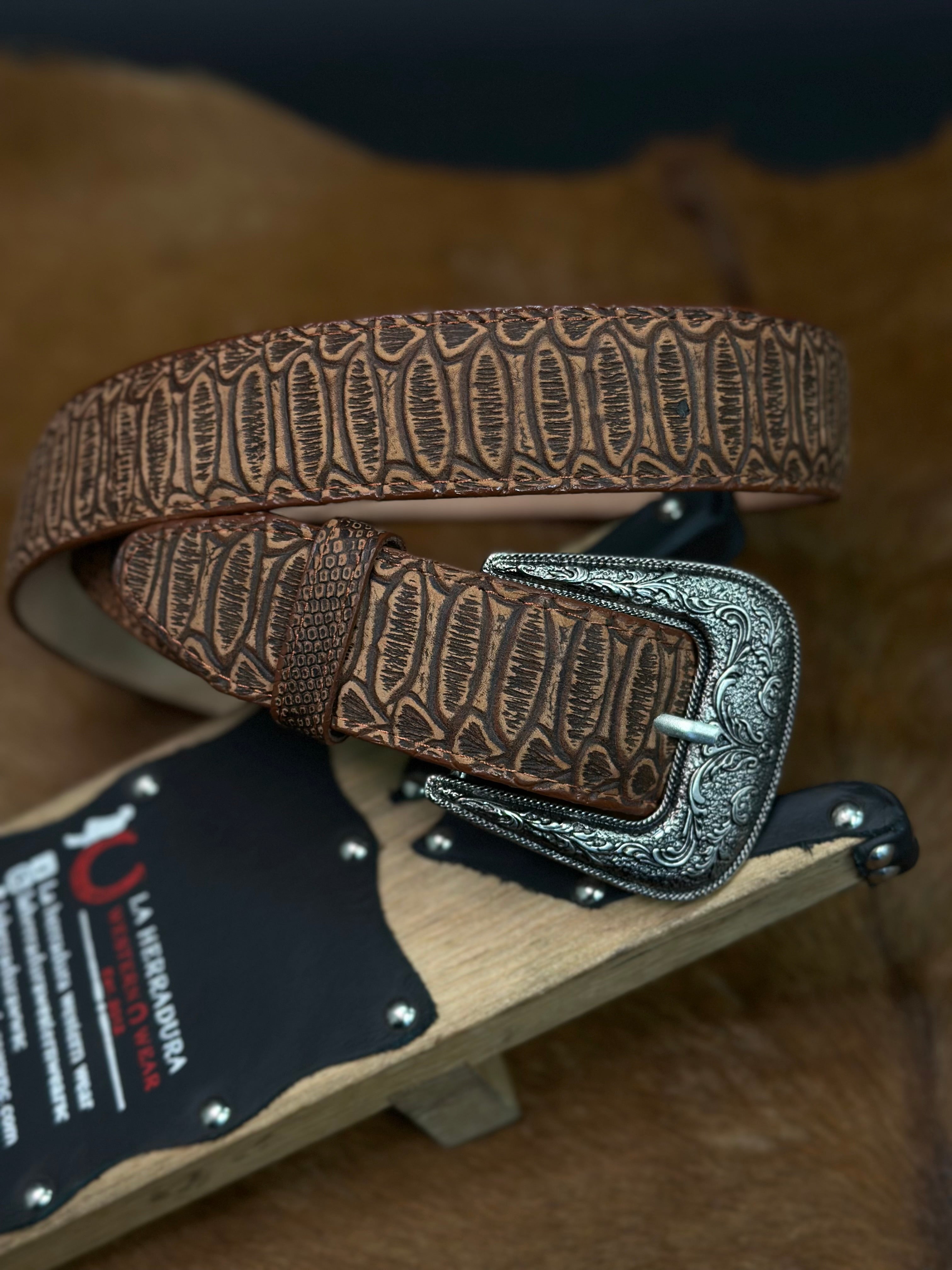 RAFAGA EXOTIC PYTHON ORANGE TAN UNISEX BELT