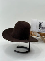 RODEO KING 10x GRIZZLY CHOCOLATE OPEN CROWN FELT CROWN