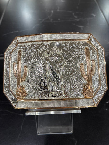SAN JUDAS W/ CACTUS RECTANGLE BUCKLE