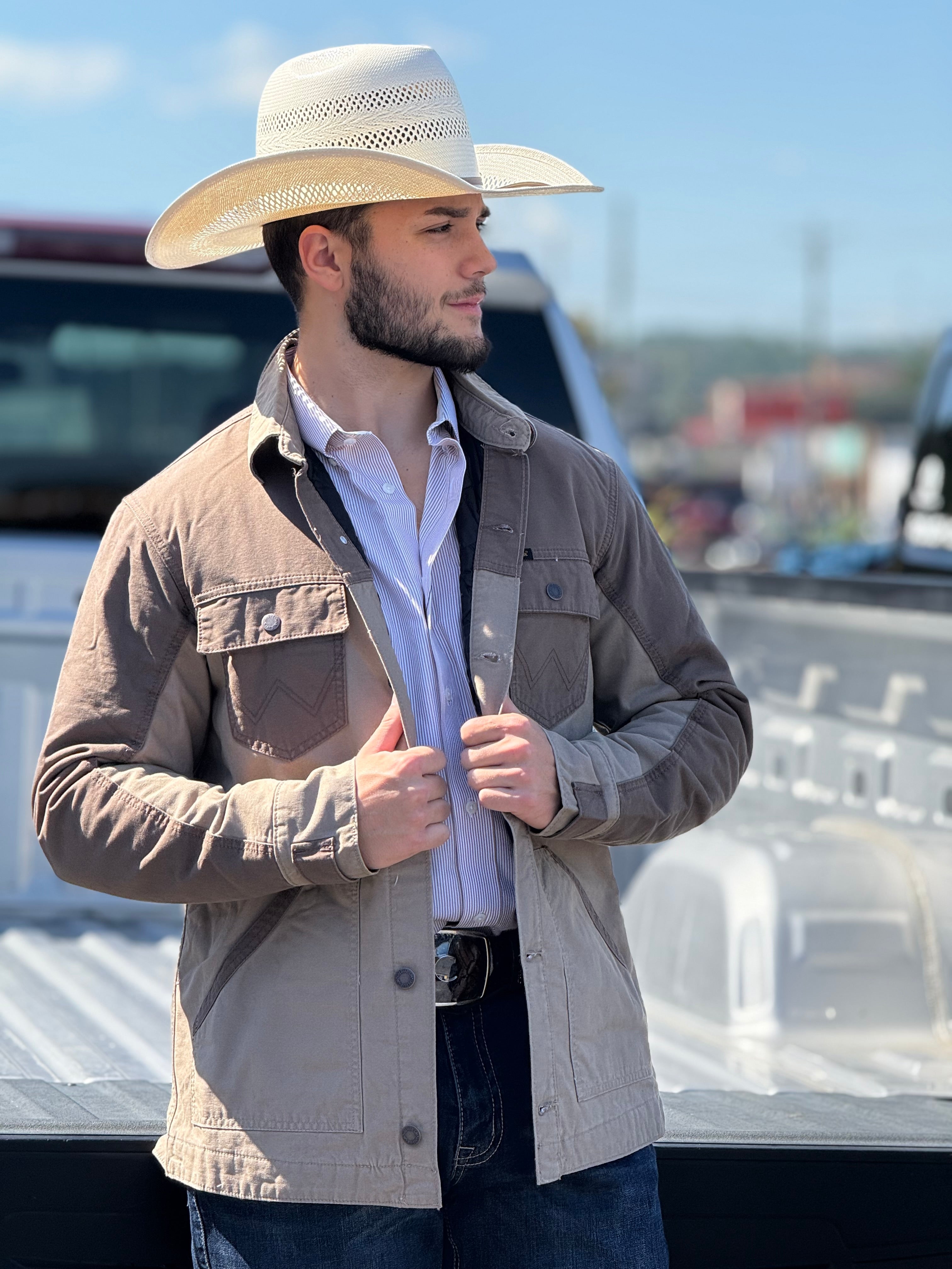 WRANGLER Western Line Cord Collar Zip Tan/Brown Jacket