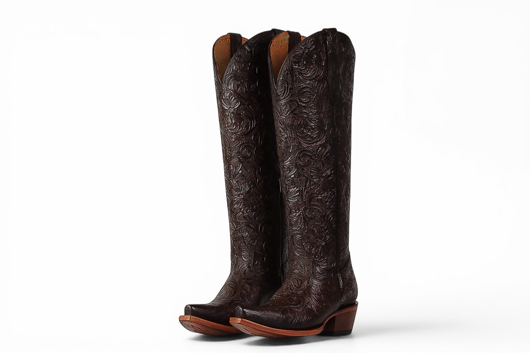 LA HERRADURA WOMEN TALL BOOT PTC/ NANCY CINCELADO FLORES CAFE SNIP TOE