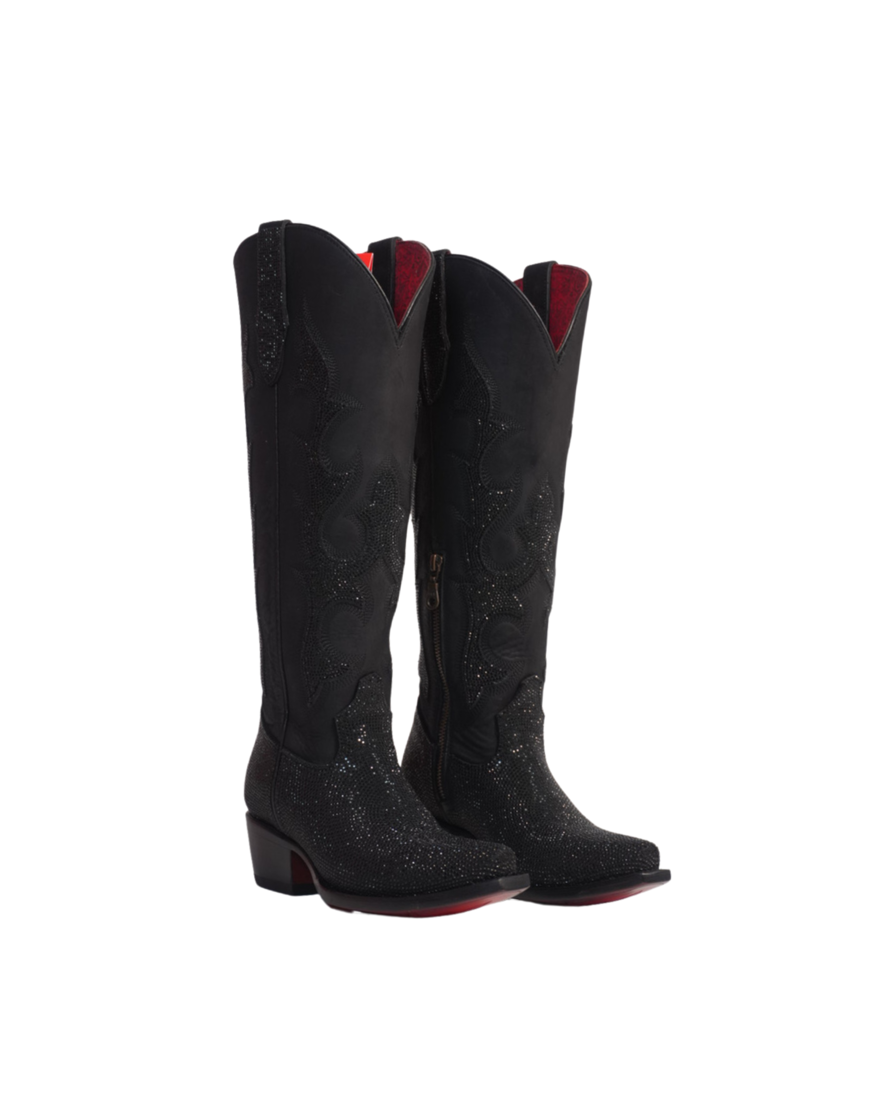 BOTA ALTA PARA MUJER LA HERRADURA SALOMÉ PUNTUAL NOBUCK NEGRO PUNTA CUADRADA
