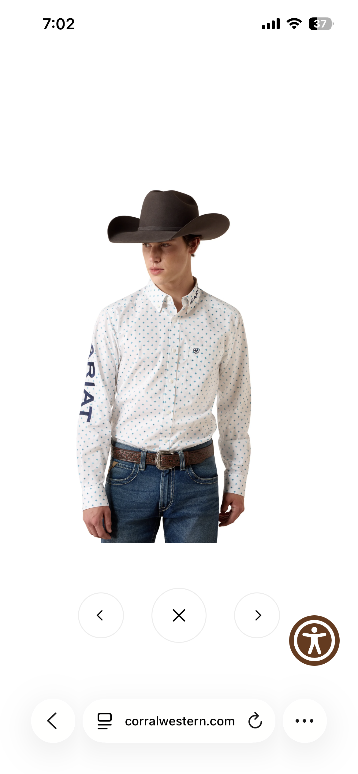 ARIAT MENS TEAM EMORY FTD LS SHRT WHITE MULTI GEO PRINT / MARITIME 10079415