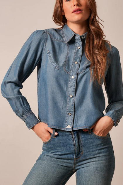 KIMES RANCH WOMENS CECE INDIGO LONG SLEEVE