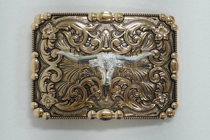 ALL COPPER LONGHORN SQUARE BUCKLE