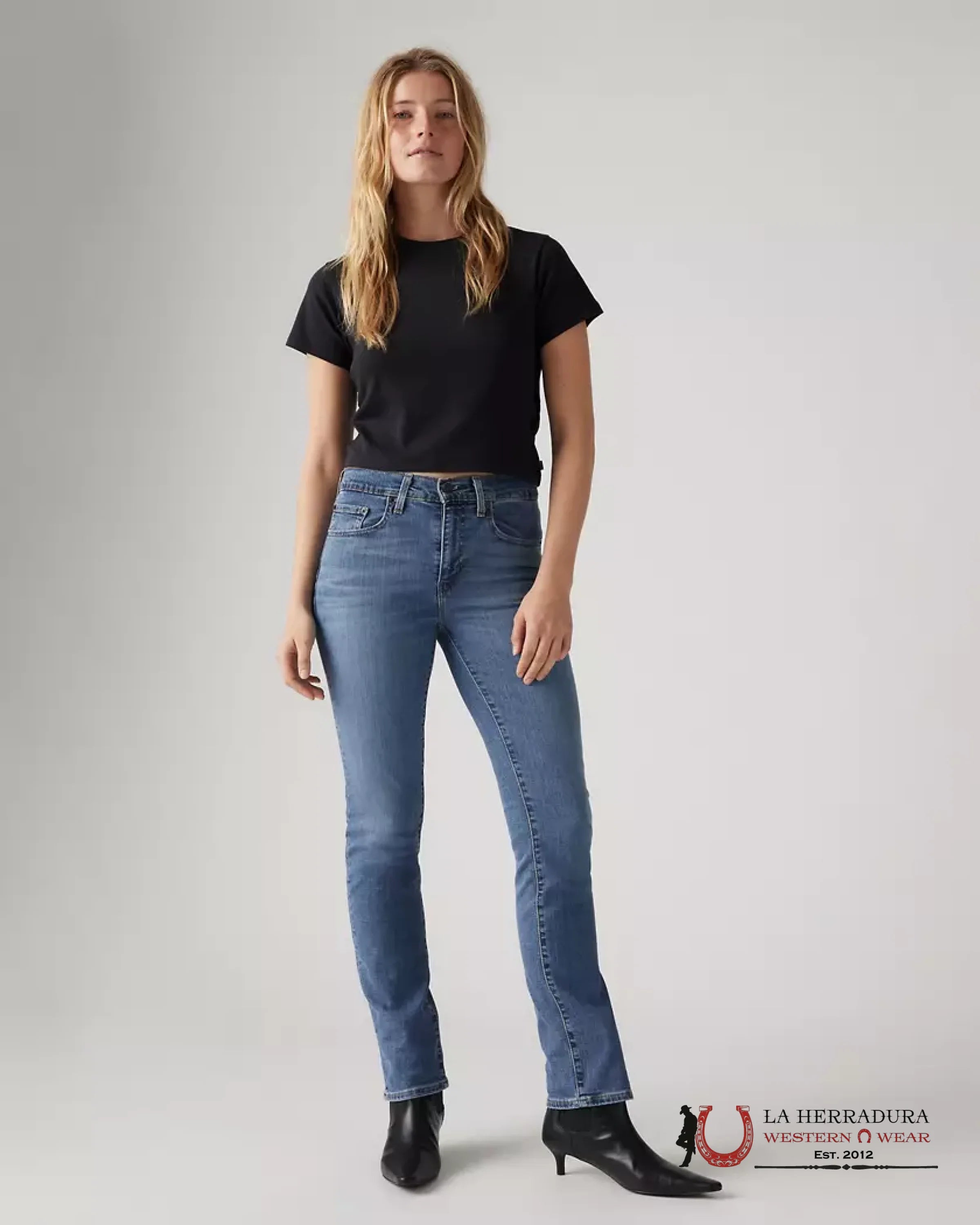 724 High Rise Slim Straight Women’s Jeans - Blue Wave - Medium Wash - 0238 LEVIS JEANS