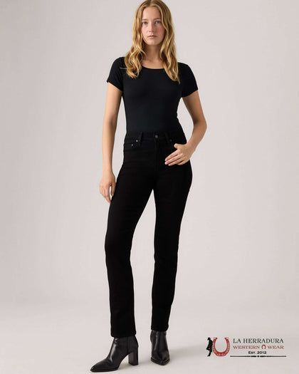 Jeans Rectos de Tiro Alto 724 para Mujer - Brillo MEDIANOCHE - negro