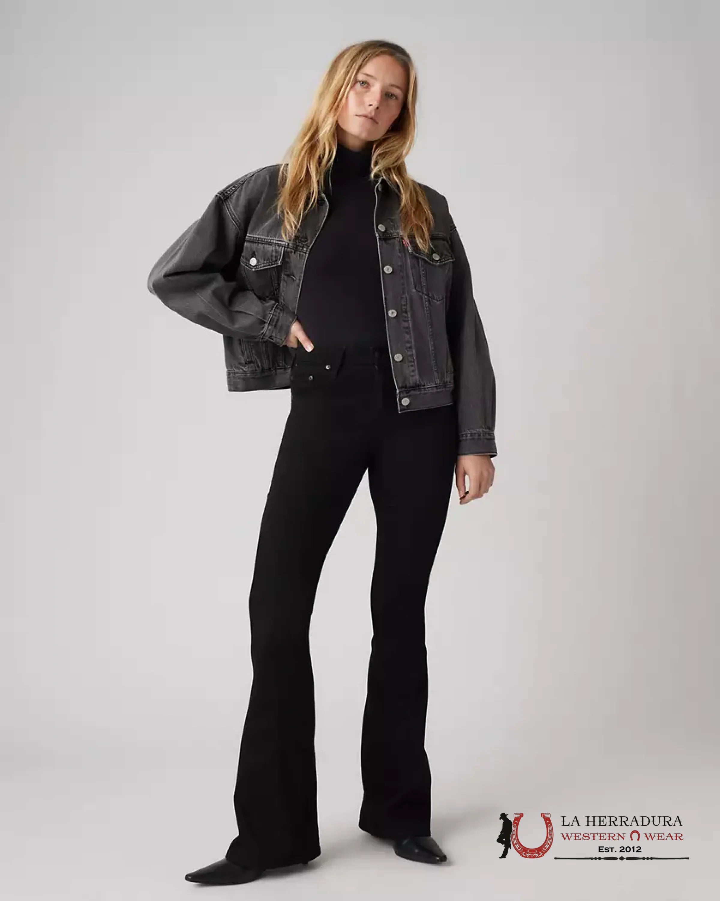 726 High Rise Flare Women’s Jeans - Soft Black - 0007 LEVIS JEANS