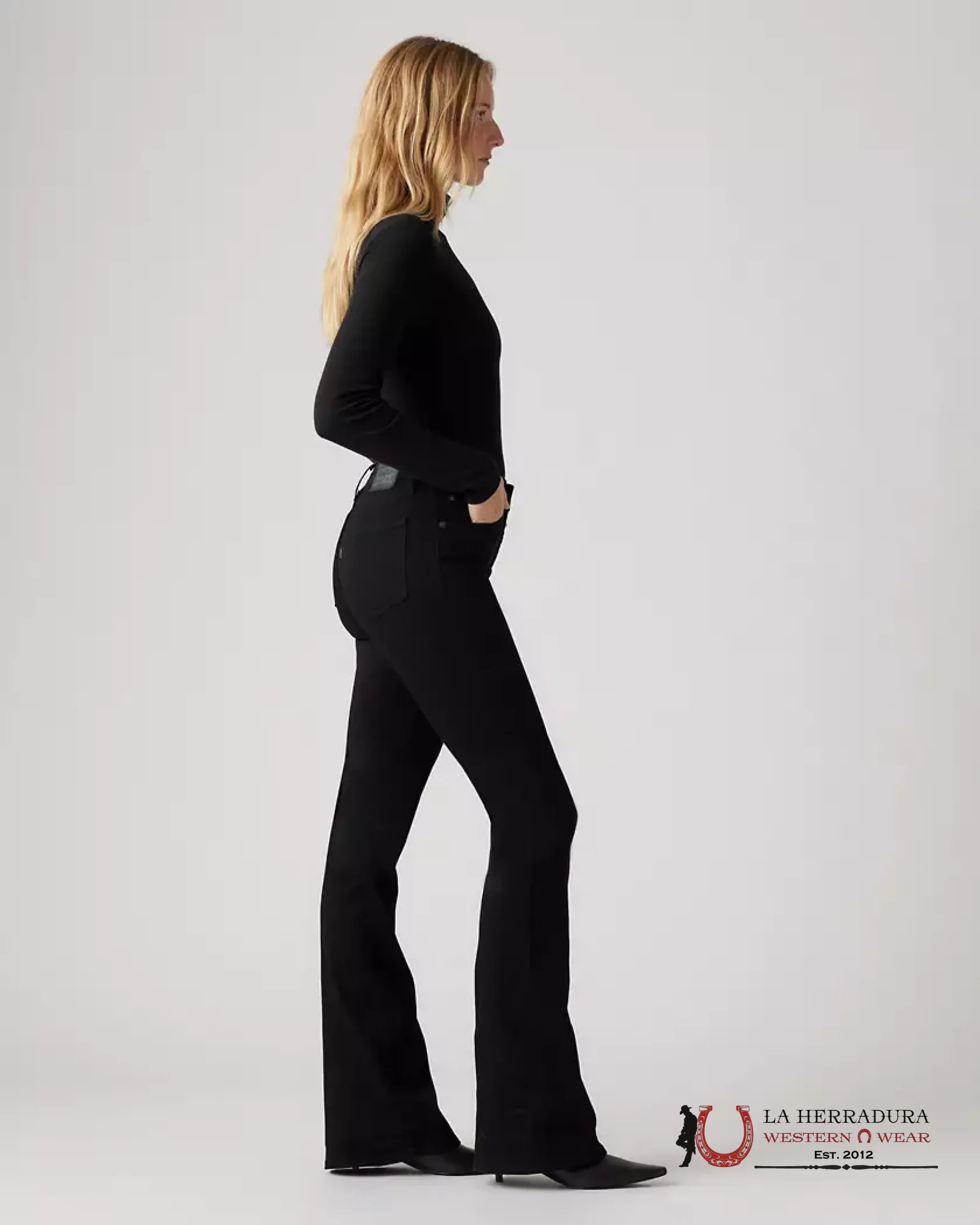 726 High Rise Flare Women’s Jeans - Soft Black - 0007 LEVIS JEANS