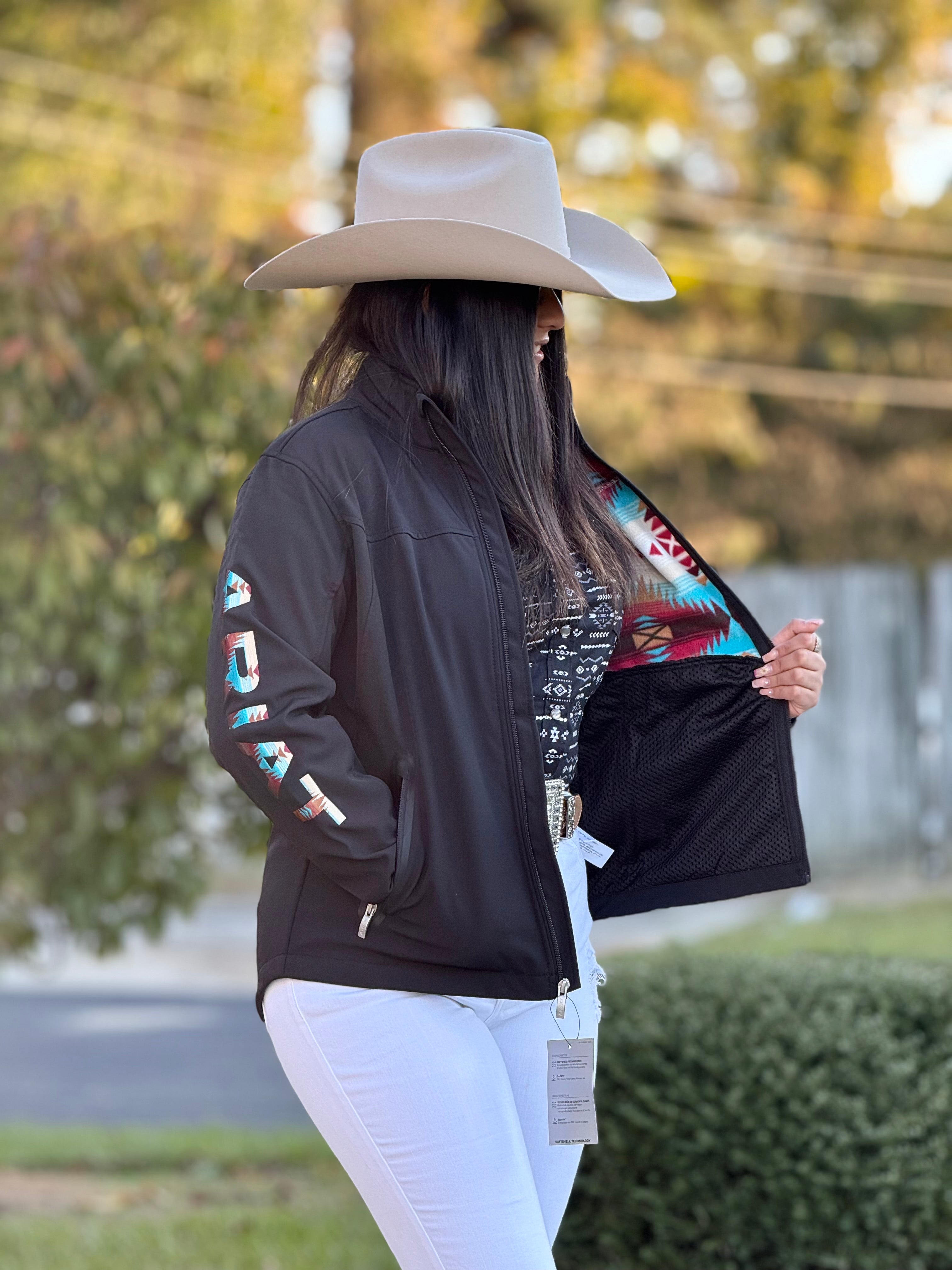 ARIAT JACKET TEAM LOGO BLACK SERRANO SOUTHWEST PRINT WOMENS