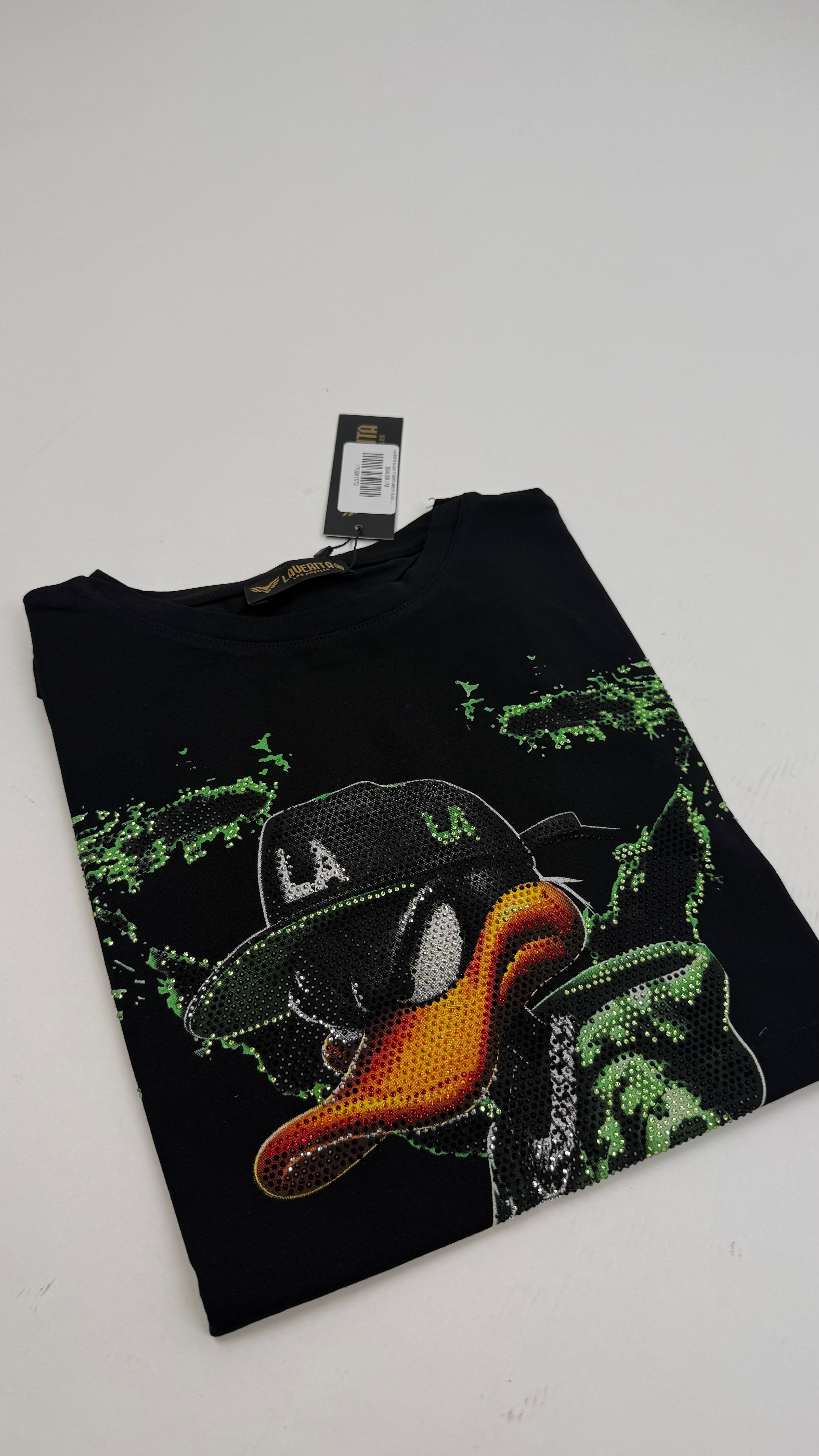 LAVERITA BLACK T-SHIRT GREEN DUCK LA-LAV94771