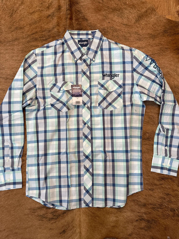 CAMISA DE MANGA LARGA CUADROS AZUL/VERDE AZULADO WRANGLER -112344431