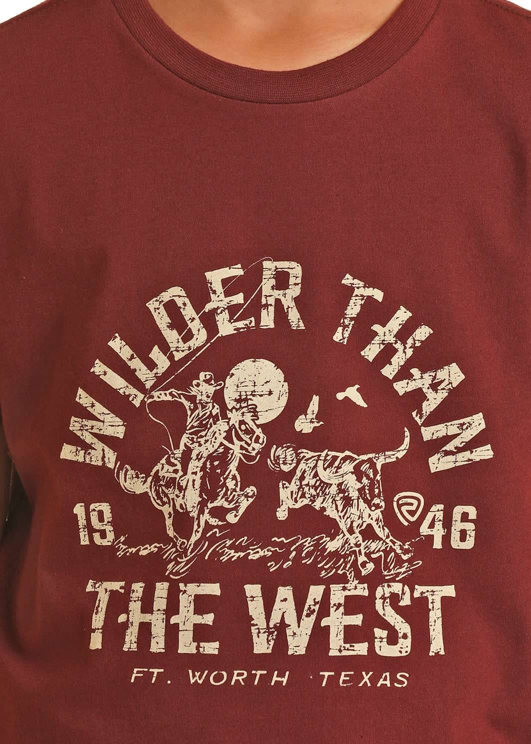 ROCK & ROLL BOYS T-SHIRT BURGUNDY THE WEST GRAPHIC BB21T03683 Laherradurawwnc.com