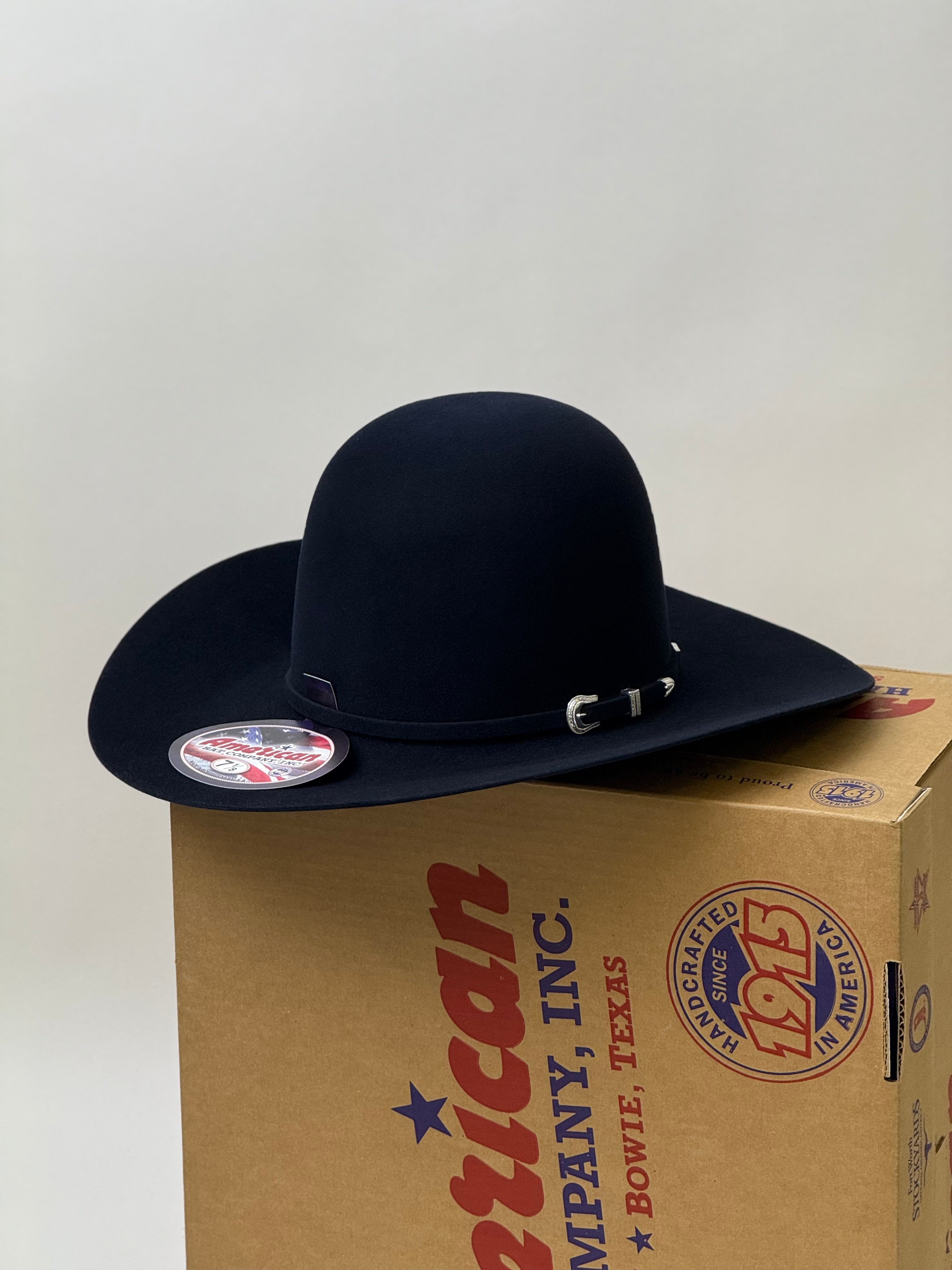 7X American Felt Hat Midnight Blue Open Crown