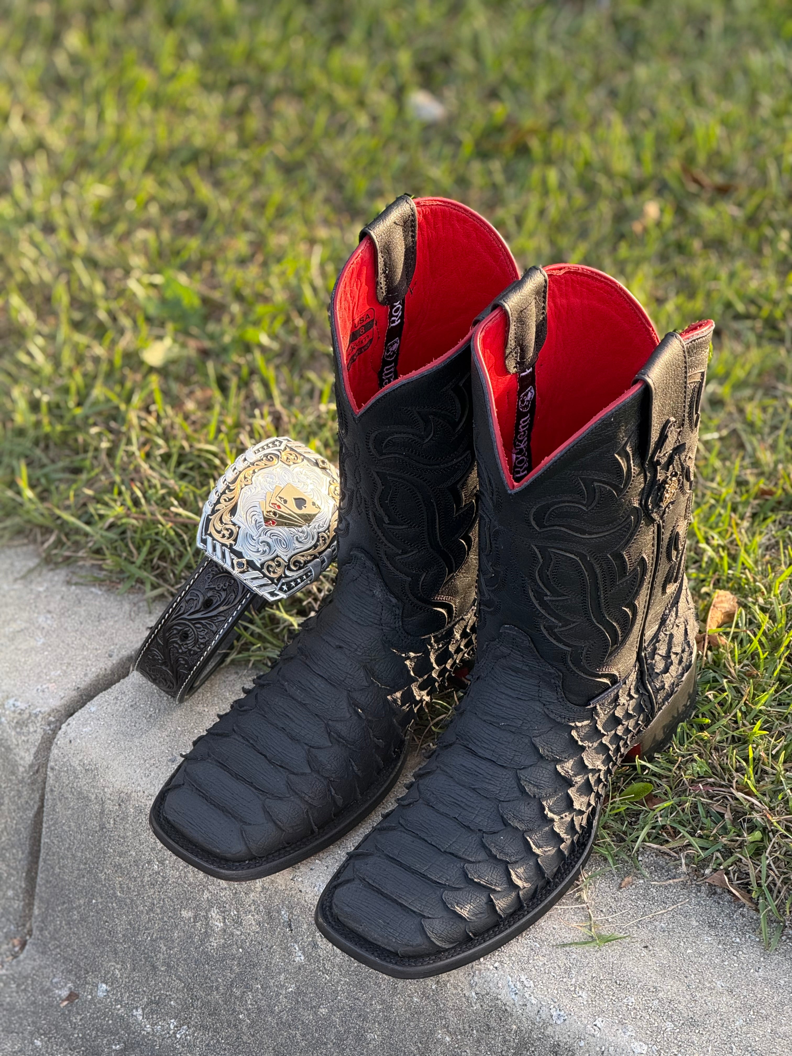 MENS PYTHON MEGA NEGRO RED BOTTOM MATTE BOOT