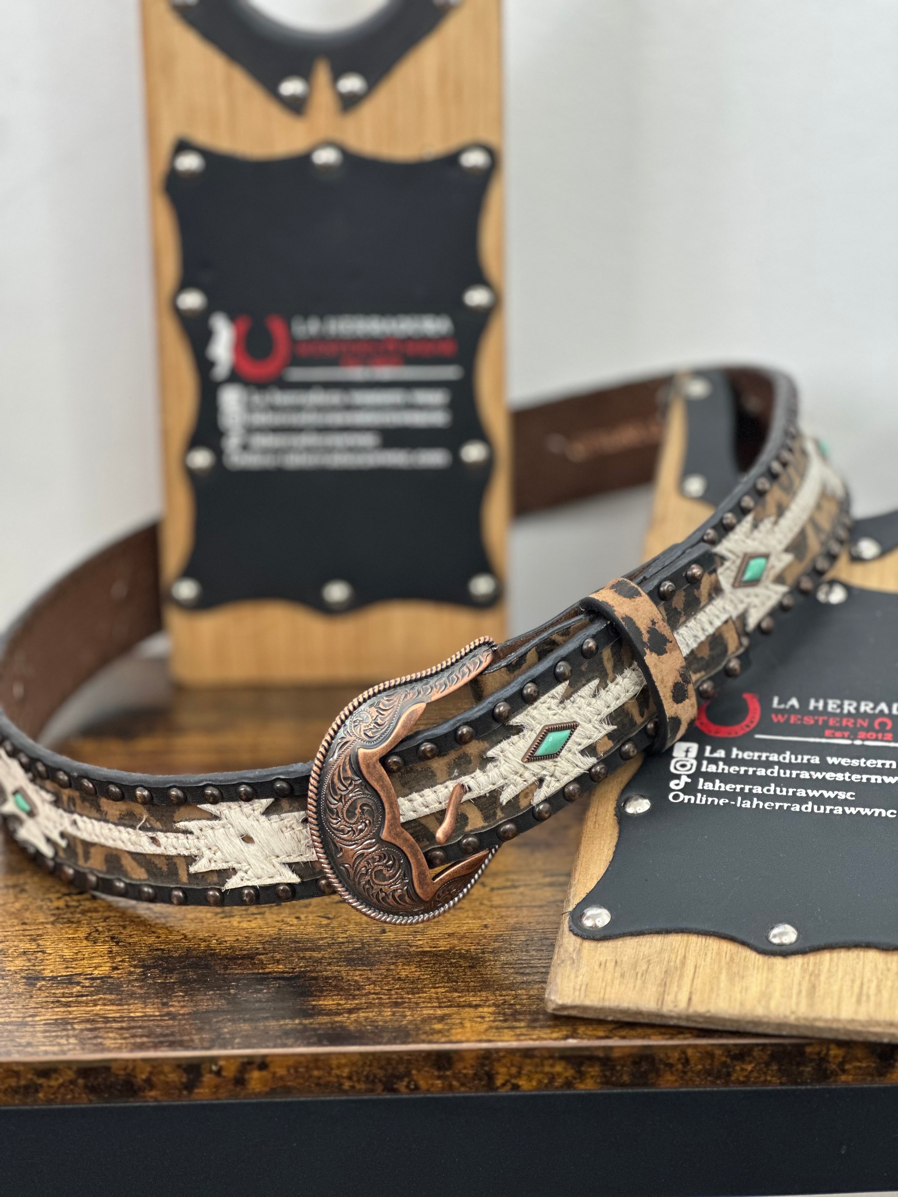 NOCONA CHEETAH TURQ BELT