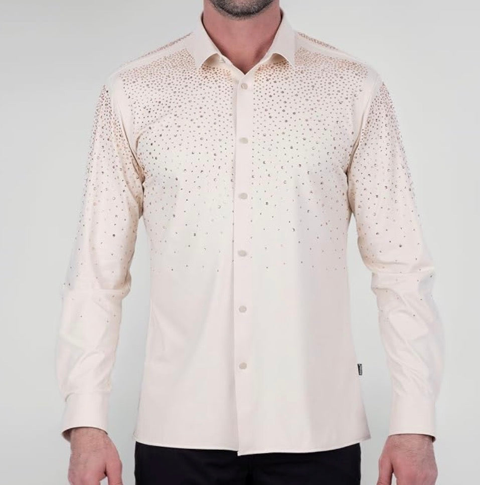 MEN'S BARABAS LIGHT BROWN SHIRT WITH LONG STONE SLEEVES 4B06