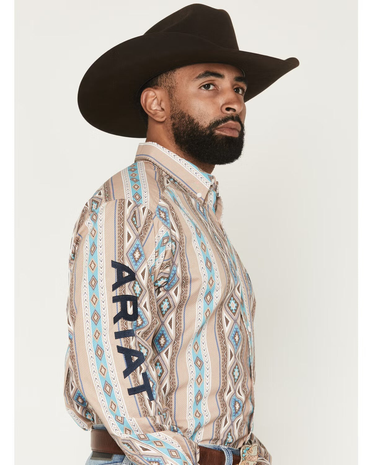 ARIAT MEN TEAM WESTLEE LS SHRT KHAKI / TURQUOISE  10071714