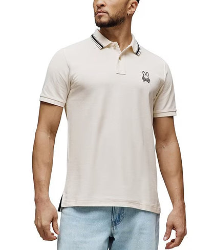PSYCHO BUNNY JOE PIQUE BONE WHITE POLO - MT0100125