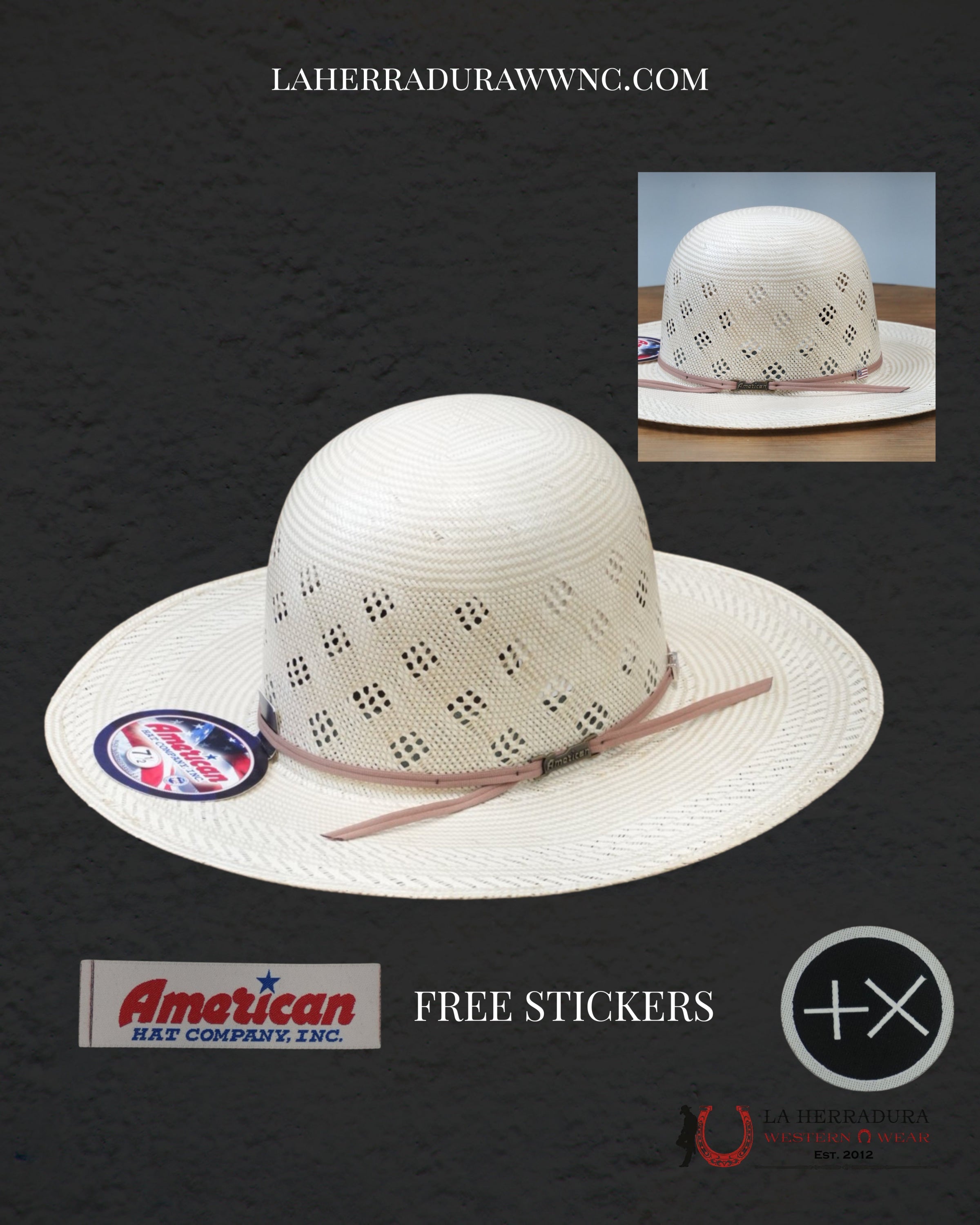 AMERICAN HAT OPEN CROWN STRAW HAT STYLE 7800 TEJANA