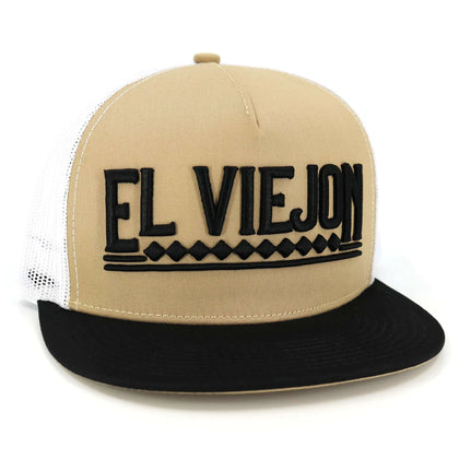 EL VIEJON APACHE BLACK/KHAKI/WHITE FLAT VISOR HAT