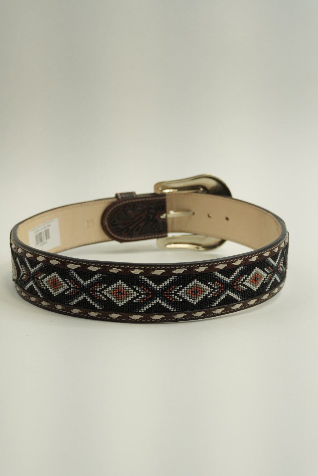 LA HERRADURA BELT 2 INCH AZTEC BROWN/ NAVY BLUE WITH ORANGE NEW DESIGN