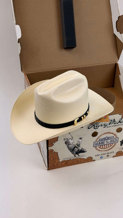 LARRY MAHAN 1000X EL MEJOR BLACK 3 1/2 STRAW HAT CATTLEMAN