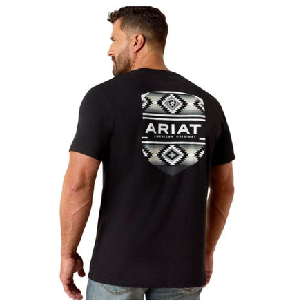 ARIAT MEN T-SHIRT CANYON AZTEC SHIELD SS BLACK 10054353
