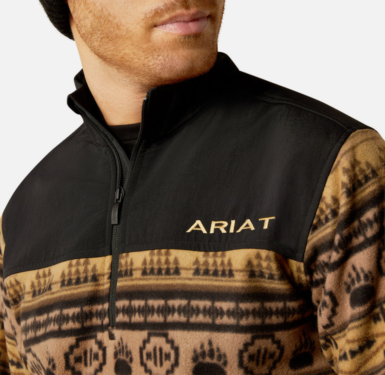 ARIAT BROWN SCENIC SERAPE BASIS 2.0 1/4 ZIP SWEATSHIRT- 2732