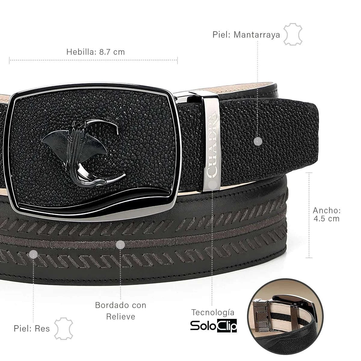 CUADRA CINTO MANTARRAYA NEGRO MN BLACK STINGRAY WOVEN BELT BC475 Laherradurawwnc.com