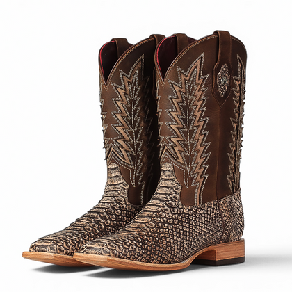 LA HERRADURA LH010 MEN’S BOOTS EXOTIC RANCHERA PYTHON ORIX NOBUCK SQ TOE EE