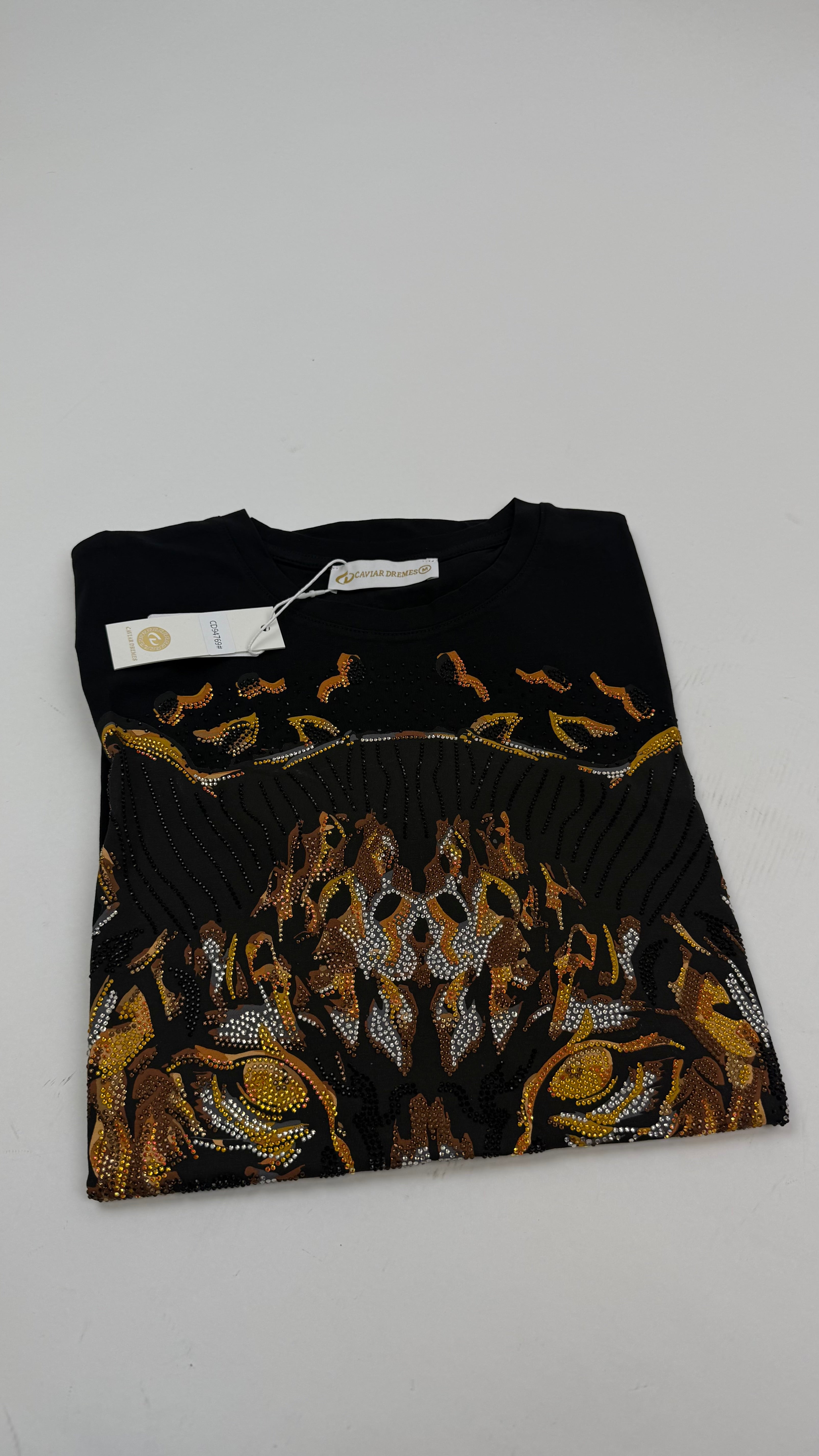 CAVIAR DREMES BLACK T-SHIRT ORANGE JAGUAR -CD94769