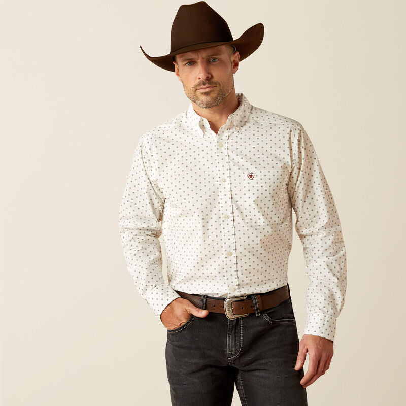 Ariat Pembroke Fitted Long Sleeve Shirt White - 3918