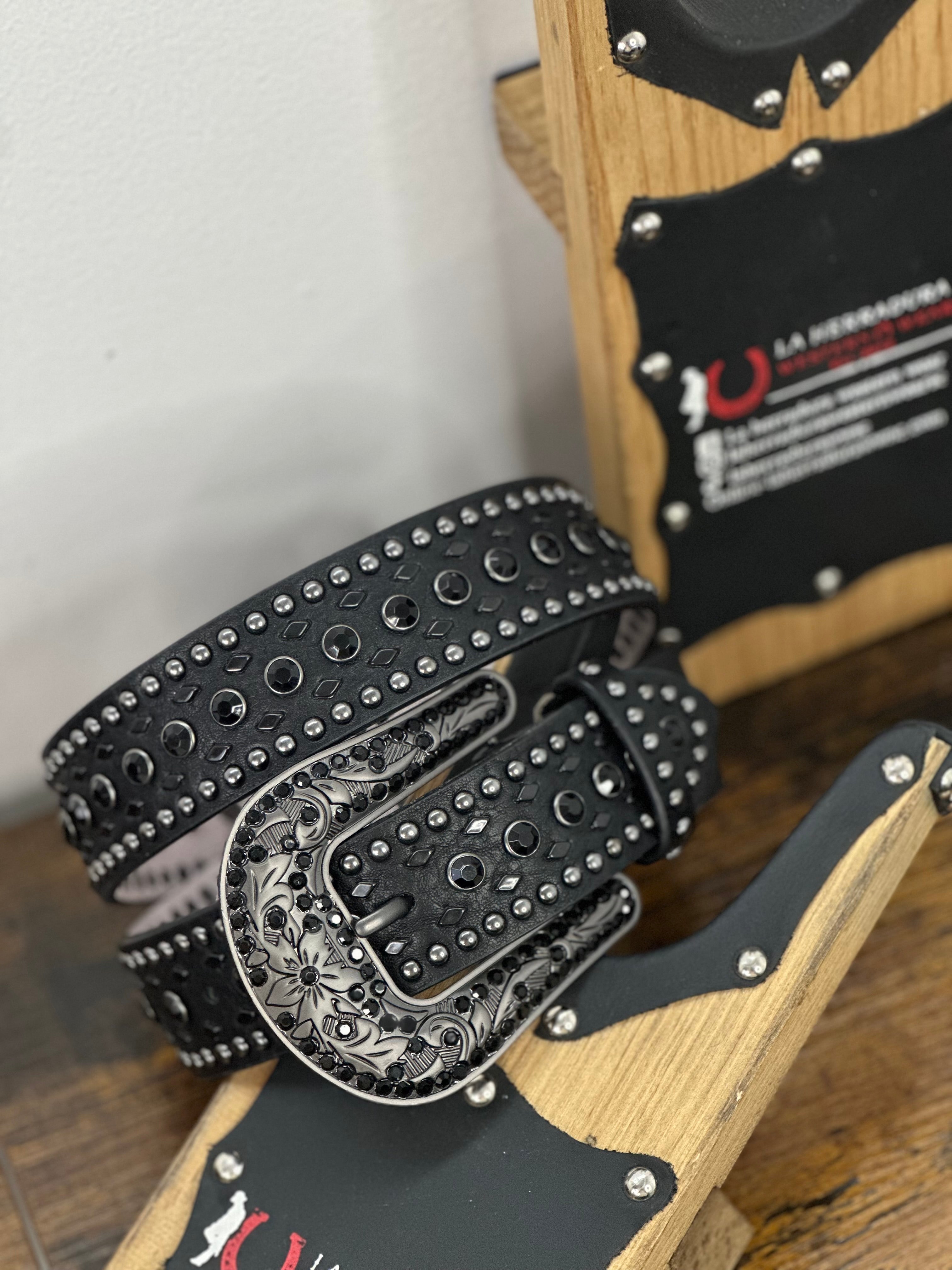 ANGEL RANCH ALL BLACK EMBELLISH BELT