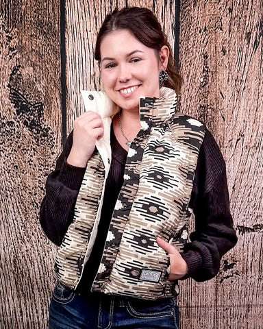 HOOEY LADIES PUFFER WHITECAP GREY REVERSIBLE VEST HV139CRBL