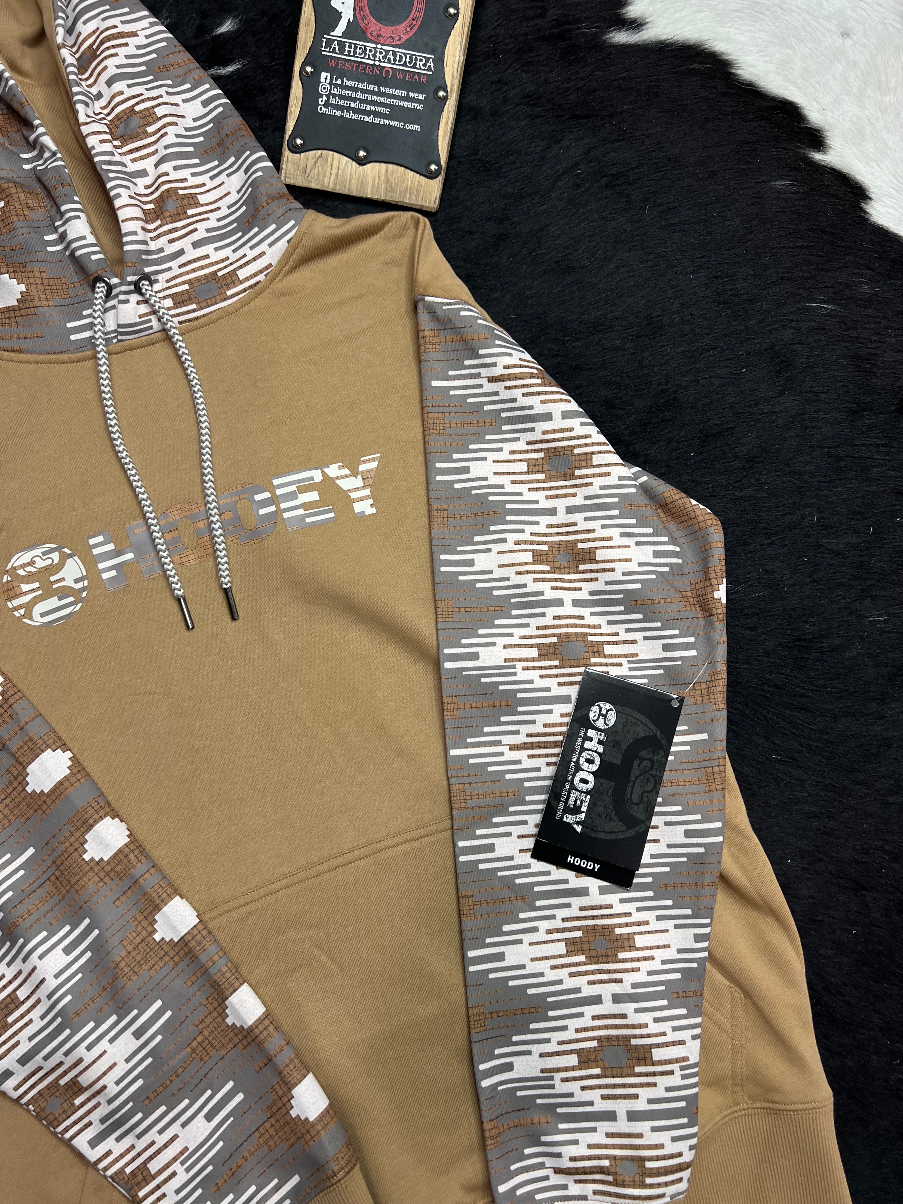 Hooey® Men's Hoodie "Lock-Up" Tan w/ Cream/Tan Aztec Pattern TNCR-S