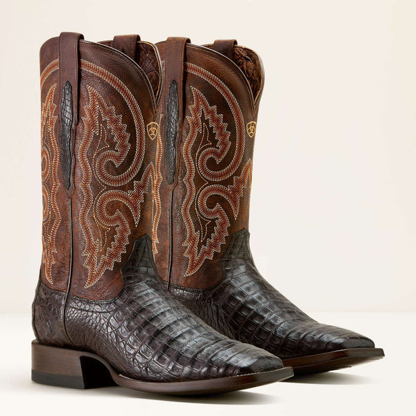 ARIAT MEN BOOTS CLASSIC CALLEN CHOCOLATE CAIMAN BELLY CHESTNUT BROWN SQ.TOE 10063771