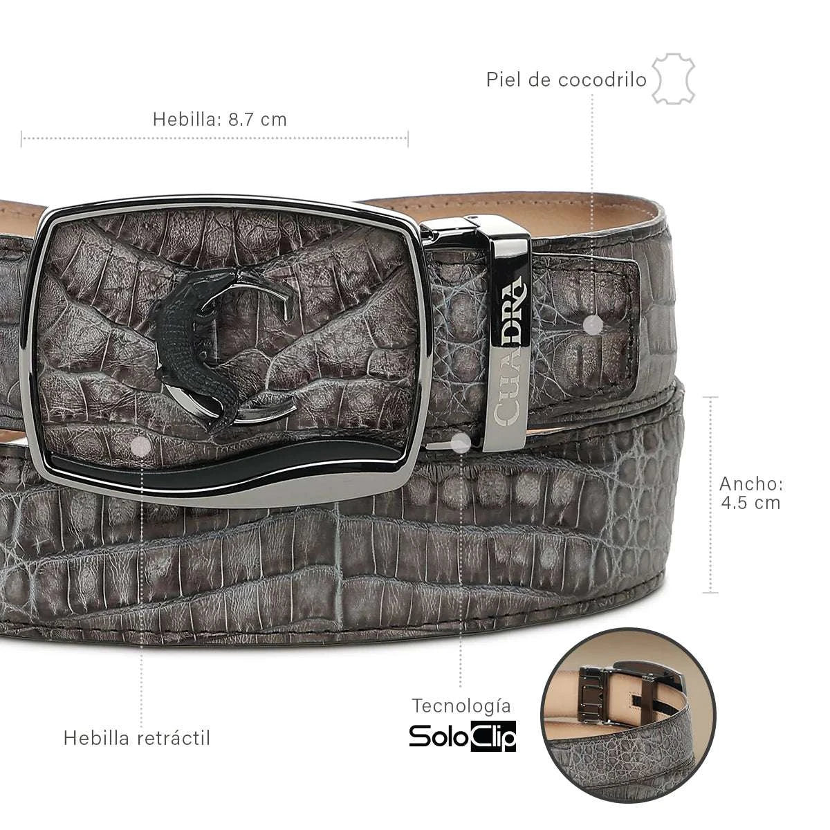 CUADRA GREY CAIMAN BELT FUSCUS STRAUSS GRIS -BC481 Laherradurawwnc.com