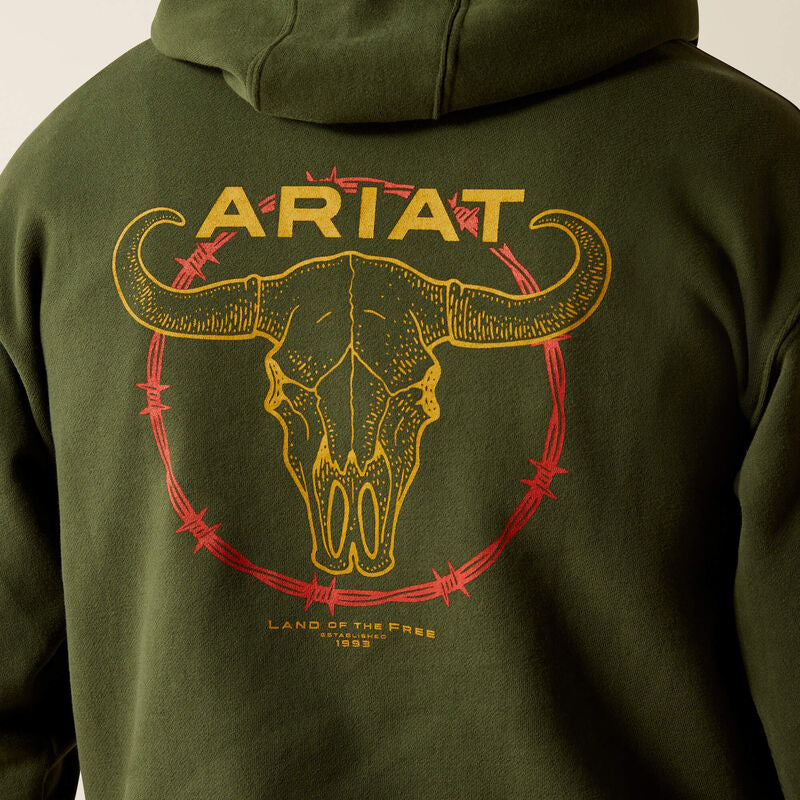 Ariat Barbwire Skull Hoodie Dark Green - 2461