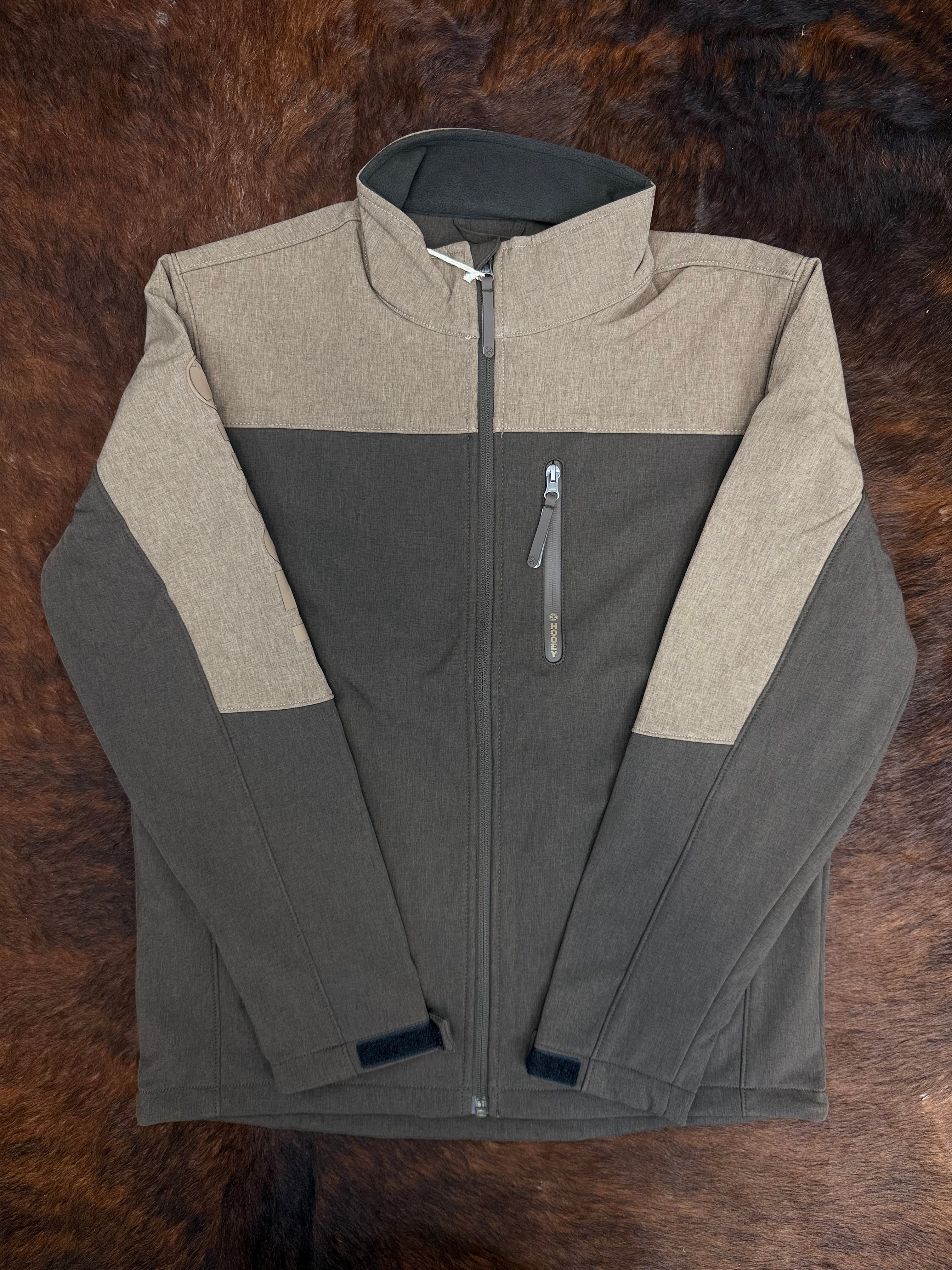 HOOEY  JACKSON SOFTSHELL JACKET  MENS HEATHER WREN BROWN  FULL ZIP JACKET  WITH  SHITAKE  BROWN  YOKE AND SLEEVES HJ169BRTN