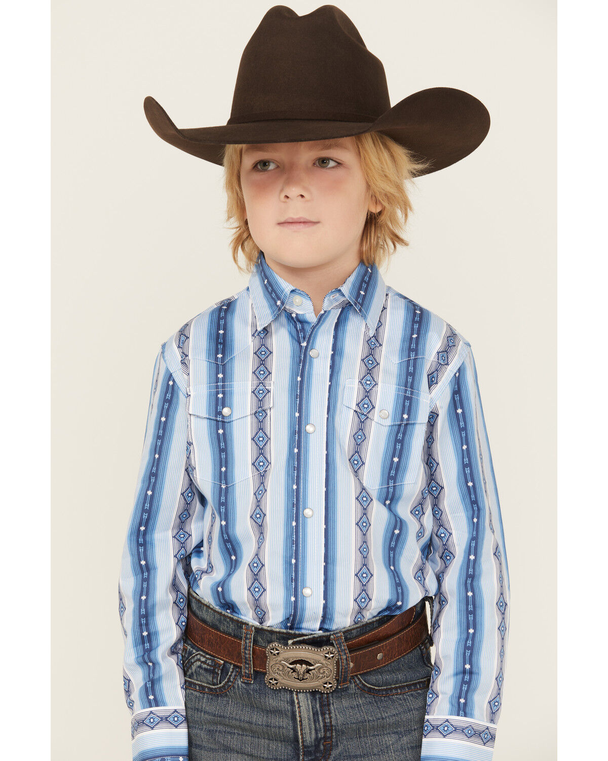 BOY'S WRANGLER LONG SLEEVE SHIRT BLUE 112359432