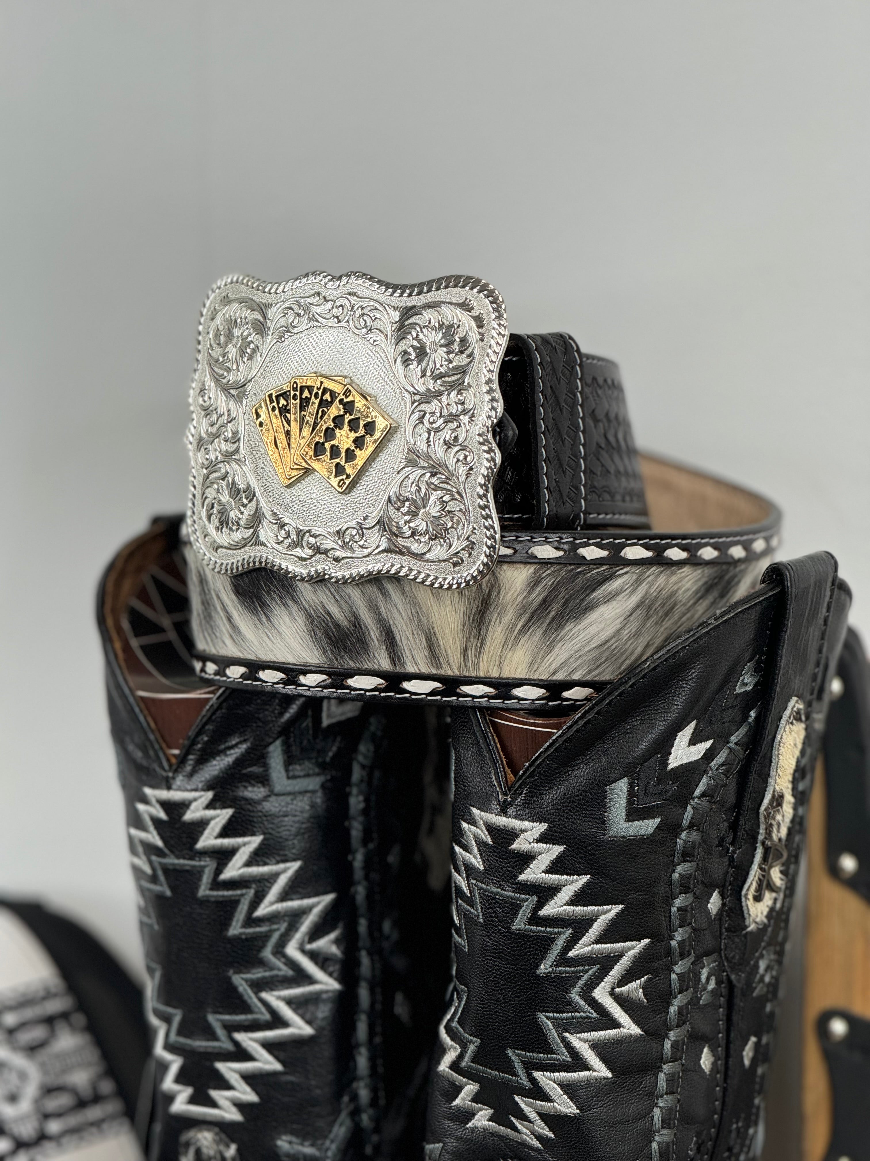 RANCHERS MEN COWHIDE BLACK&WHITE NG BLACK CHEROKEE BOOT EVERY PAIR IS UNIQUE!