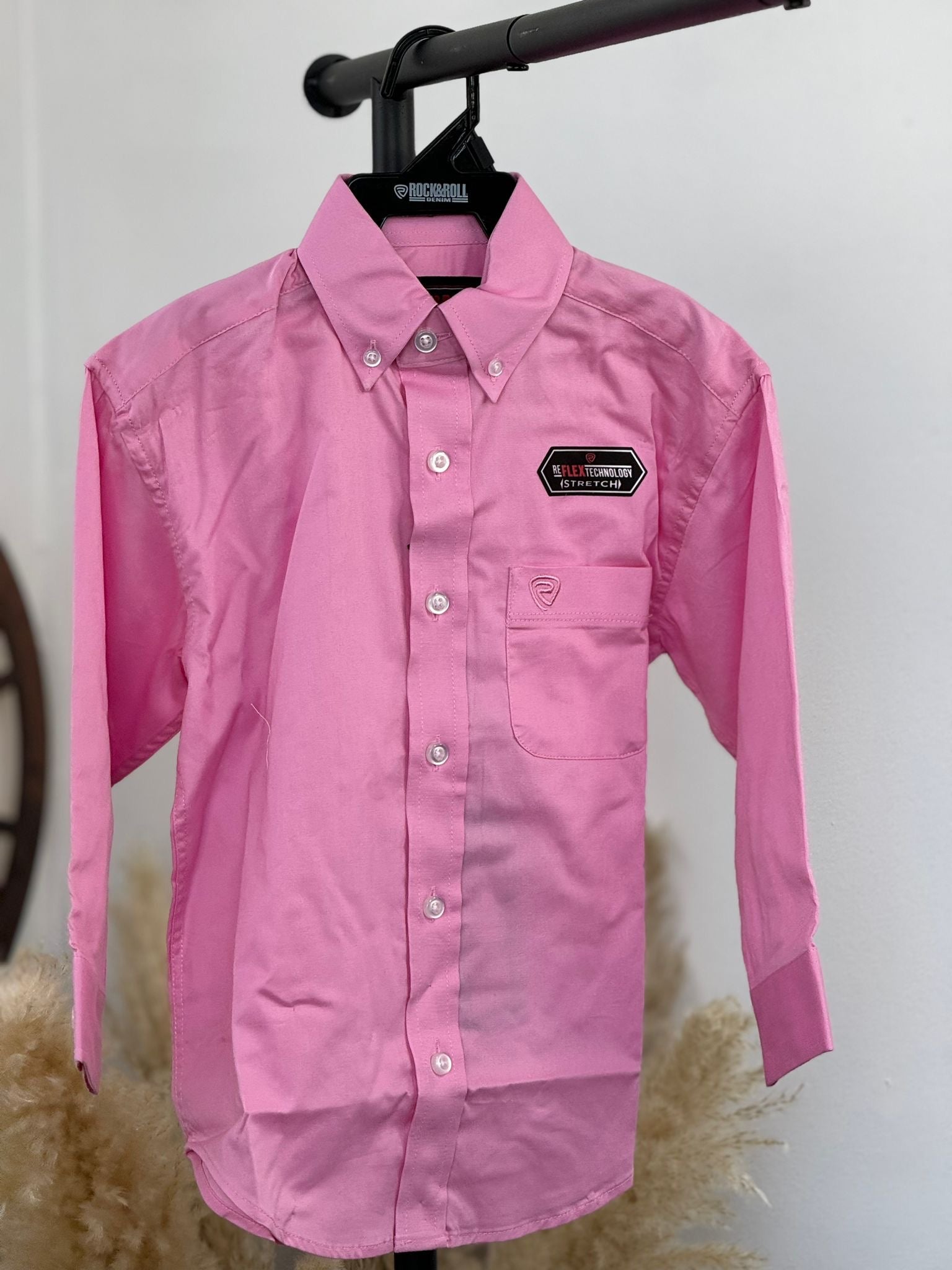 ROCK&ROLL BOYS PINK SOLID TWILL LONG SLEEVE SHIRT