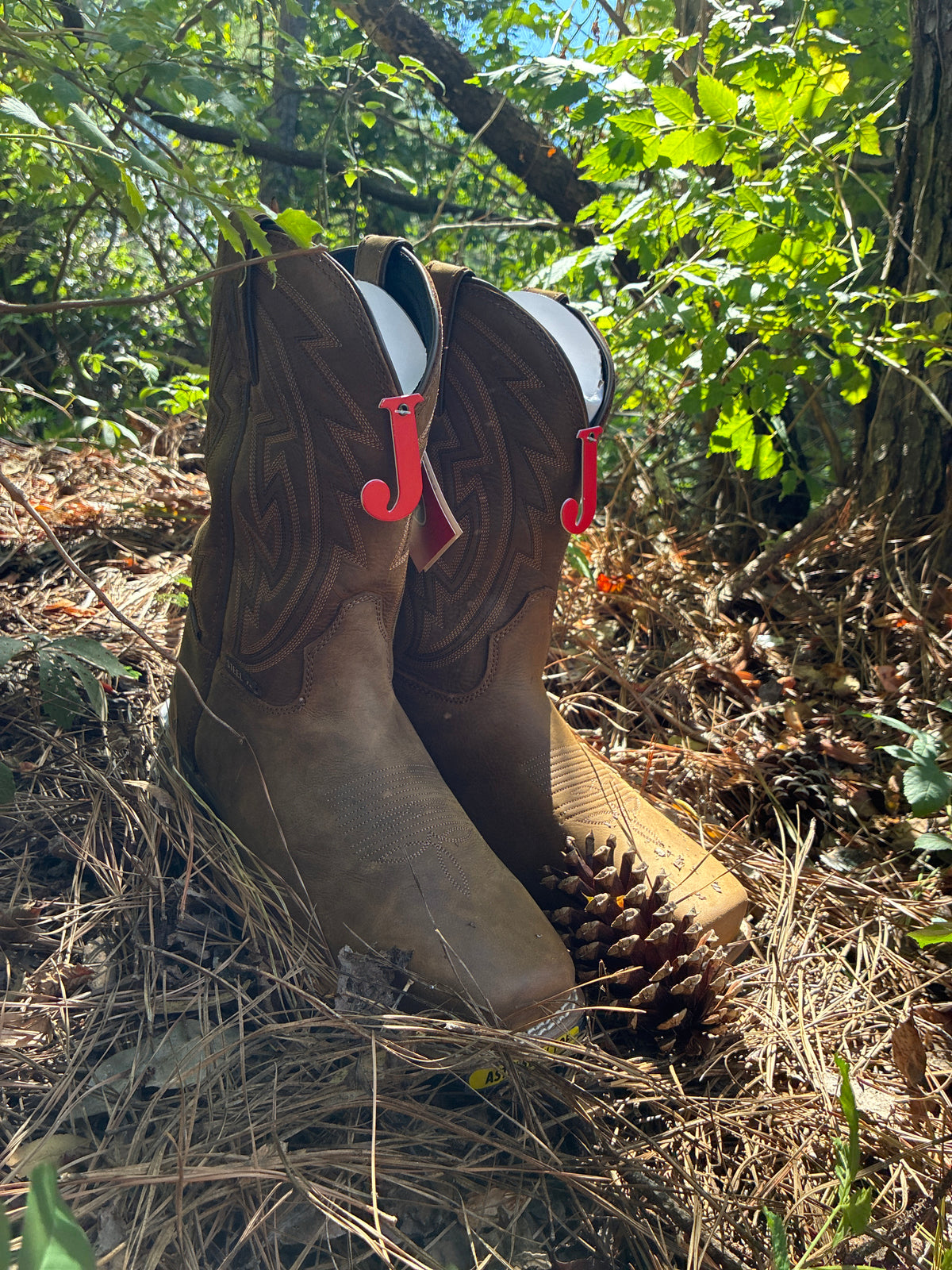 JUSTIN MENS STEEL TOE WORK BOOT LYTLE BOMBER BROWN COWHIDE #MV4599