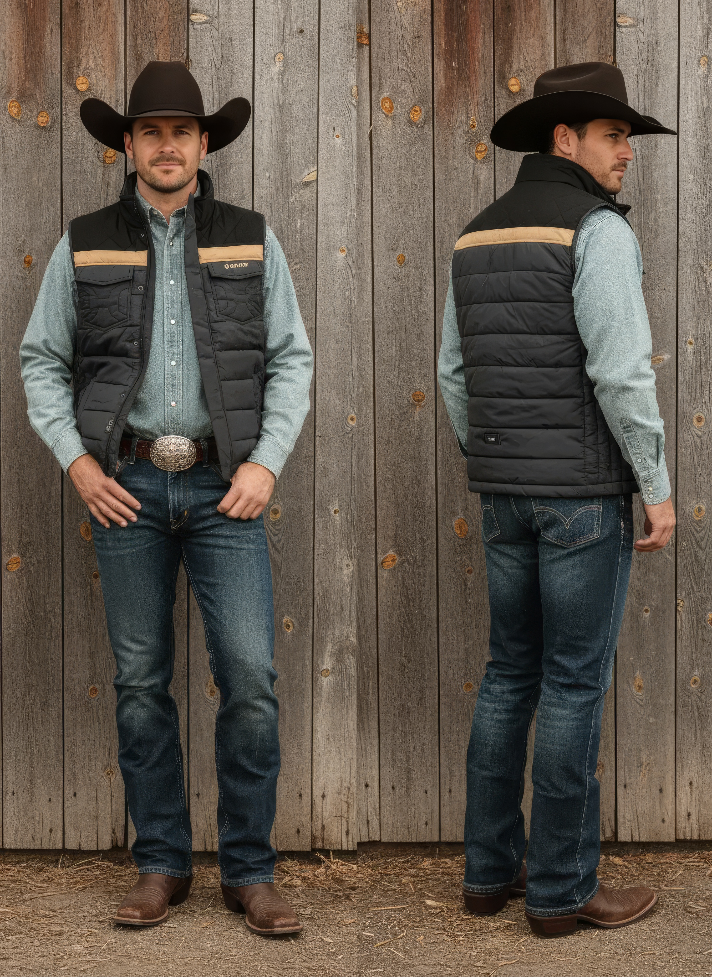 HOOEY MENS BANFF BLACK PACKABLE VEST HV117BK