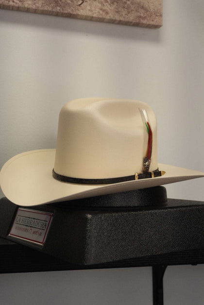 LA HERRADURA 5000X OSTRICH BLACK SMALL CROWN BRIM 3 1/2 SINALOA STYLE
