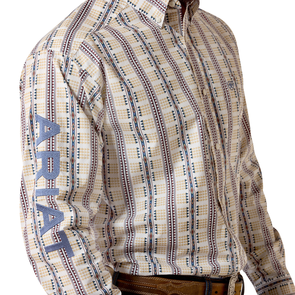 ARIAT MENS TEAM DANIEL LS SHRT WHITE MULTI SOUTHWEST /BLUE 10073627