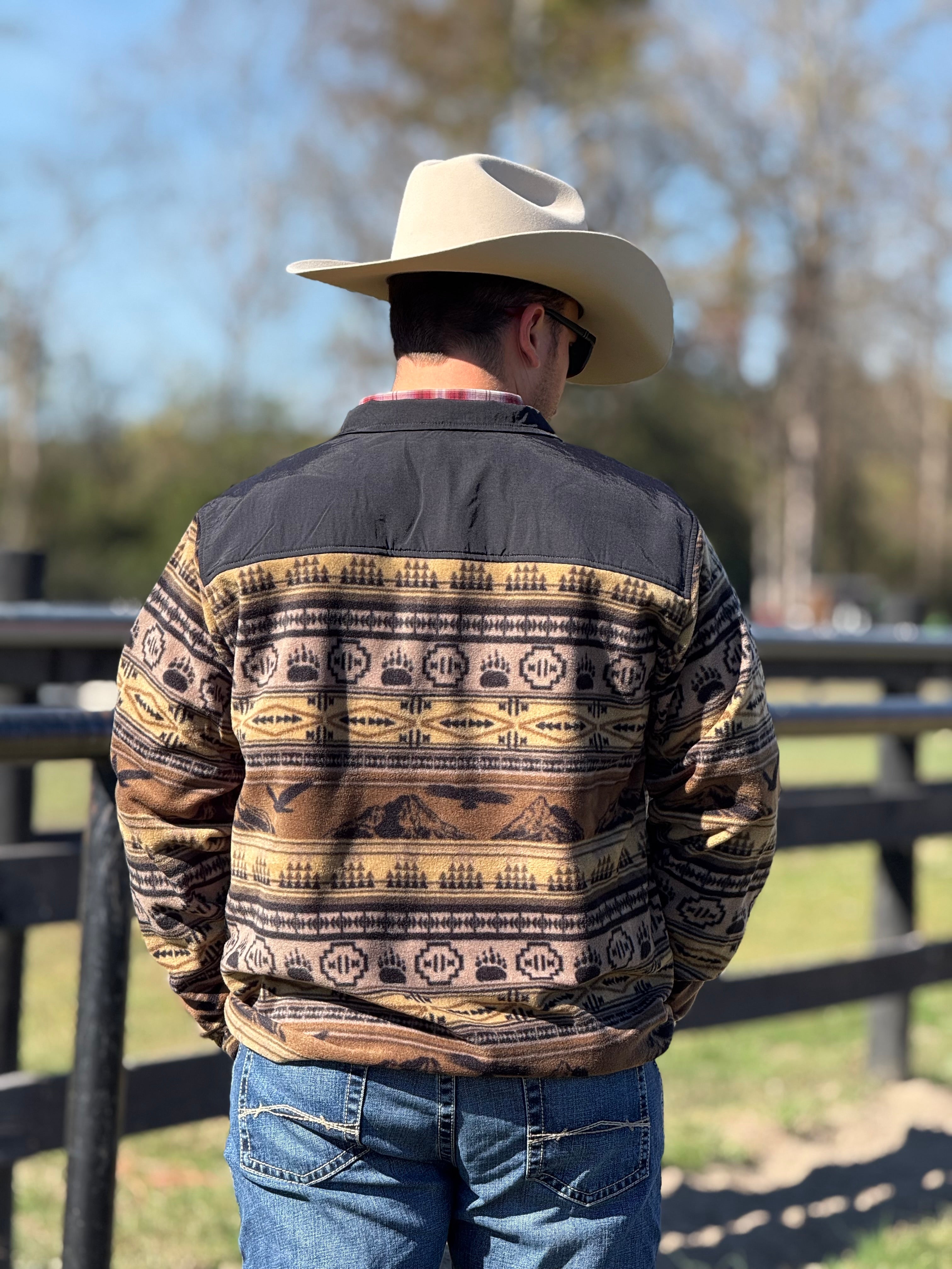 ARIAT BROWN SCENIC SERAPE BASIS 2.0 1/4 ZIP SWEATSHIRT- 2732